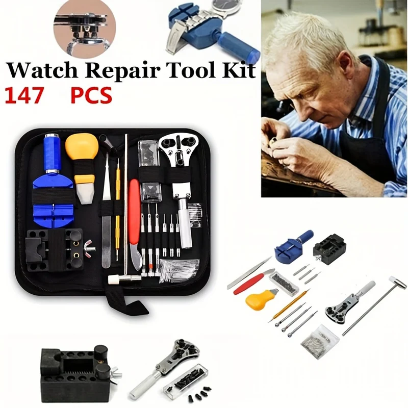 147 Pcs Kit Di Strumenti Per La Riparazione Di Orologi, Set Di Strumenti Professionali Per La Barra A Molla, Set Di Strumenti Per La Spilla Di Collegamento Del Cinturino Per Orologi Con Custodia Per Il Trasporto
