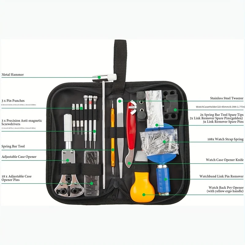 147 Pcs Kit Di Strumenti Per La Riparazione Di Orologi, Set Di Strumenti Professionali Per La Barra A Molla, Set Di Strumenti Per La Spilla Di Collegamento Del Cinturino Per Orologi Con Custodia Per Il Trasporto