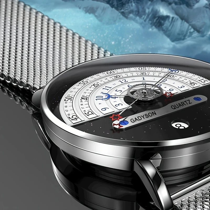 Orologio da polso al quarzo in acciaio inossidabile con cinturino in maglia per uomo alla moda, orologio impermeabile di alta qualità