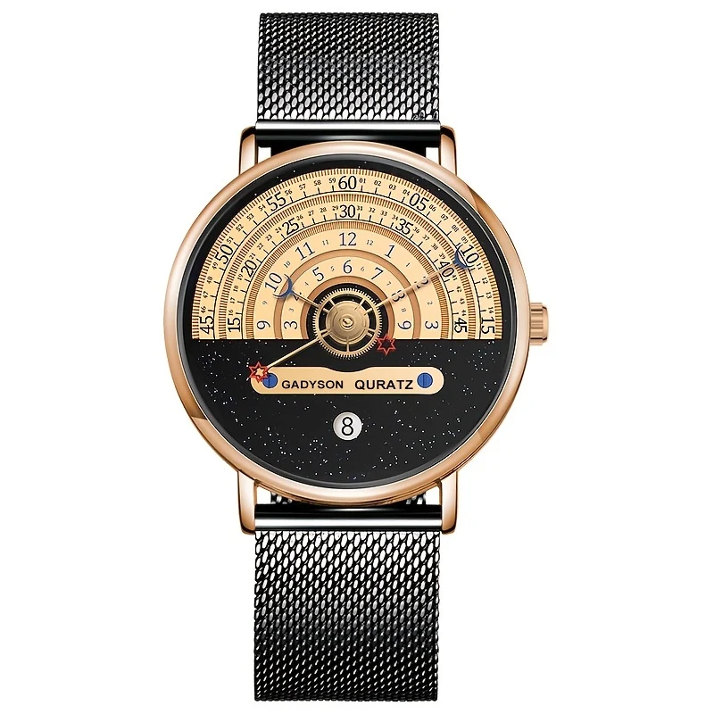 Orologio da polso al quarzo in acciaio inossidabile con cinturino in maglia per uomo alla moda, orologio impermeabile di alta qualità
