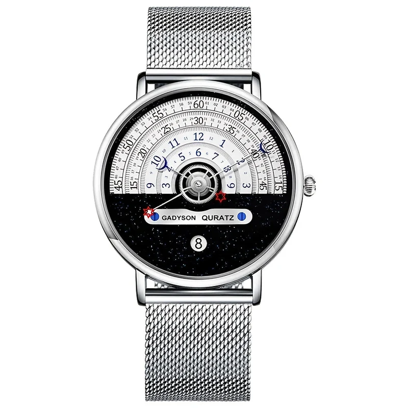 Orologio da polso al quarzo in acciaio inossidabile con cinturino in maglia per uomo alla moda, orologio impermeabile di alta qualità