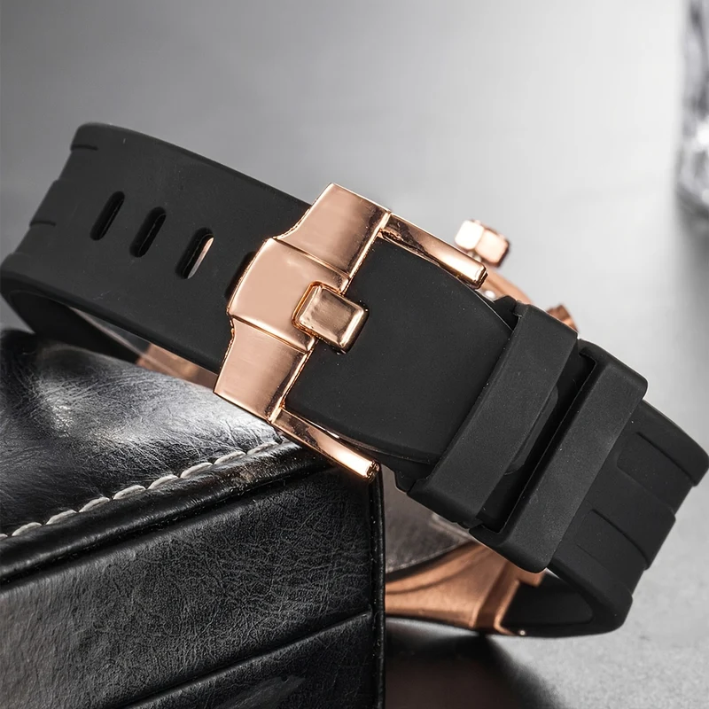 Orologio sportivo da uomo Cronografo Cinturino in silicone Orologio da polso al quarzo impermeabile alla moda da uomo