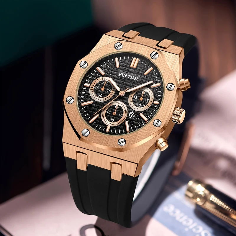 Orologio sportivo da uomo Cronografo Cinturino in silicone Orologio da polso al quarzo impermeabile alla moda da uomo