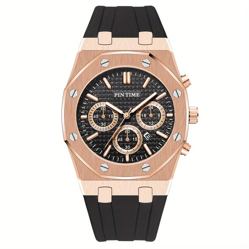 Orologio sportivo da uomo Cronografo Cinturino in silicone Orologio da polso al quarzo impermeabile alla moda da uomo