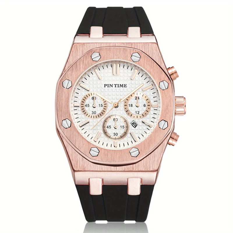 Orologio sportivo da uomo Cronografo Cinturino in silicone Orologio da polso al quarzo impermeabile alla moda da uomo