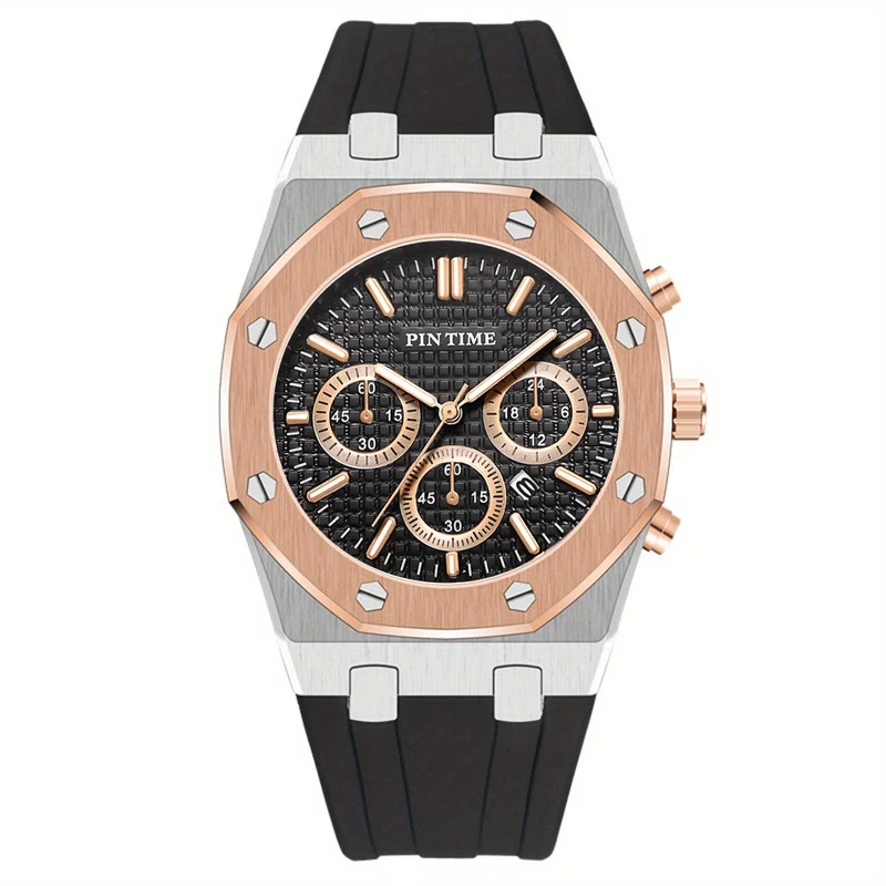 Orologio sportivo da uomo Cronografo Cinturino in silicone Orologio da polso al quarzo impermeabile alla moda da uomo