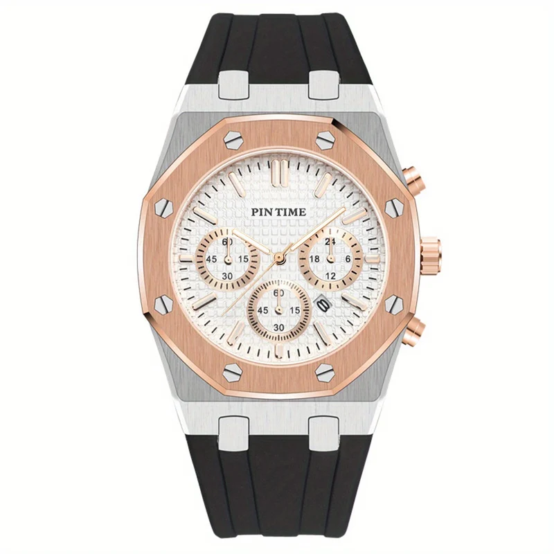 Orologio sportivo da uomo Cronografo Cinturino in silicone Orologio da polso al quarzo impermeabile alla moda da uomo
