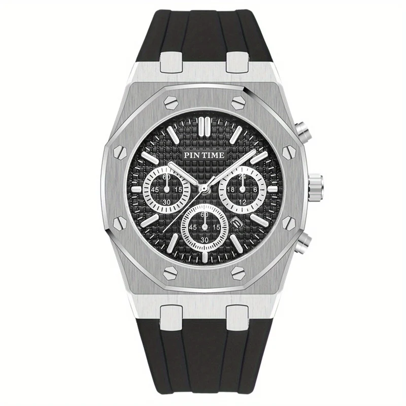 Orologio sportivo da uomo Cronografo Cinturino in silicone Orologio da polso al quarzo impermeabile alla moda da uomo