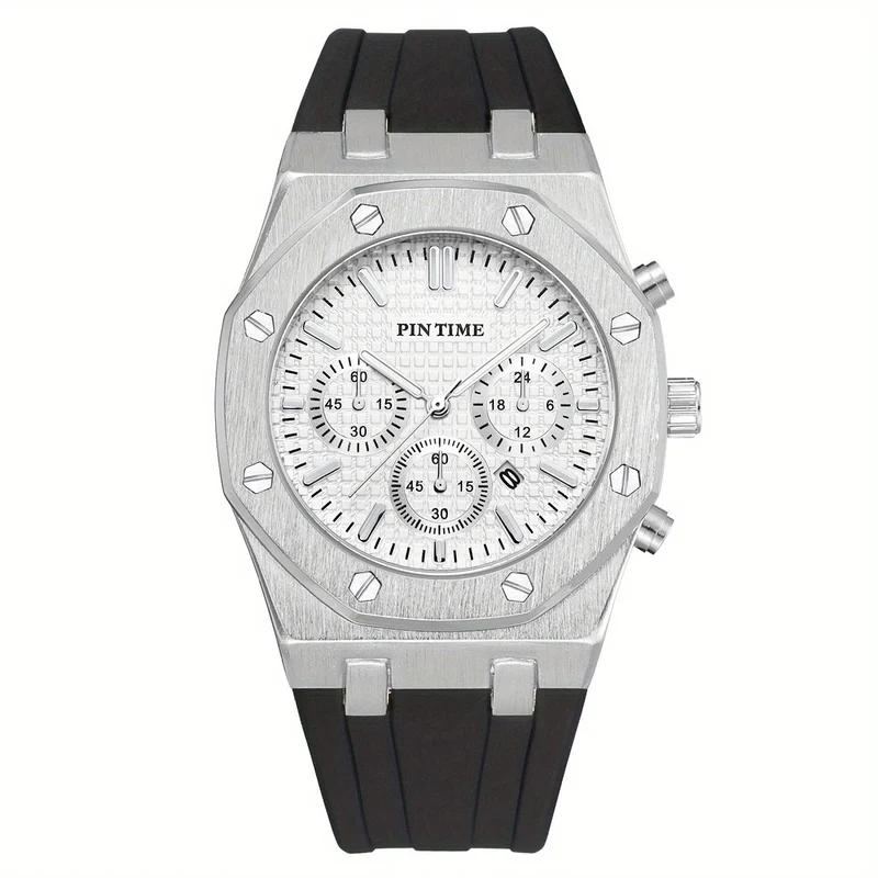 Orologio sportivo da uomo Cronografo Cinturino in silicone Orologio da polso al quarzo impermeabile alla moda da uomo