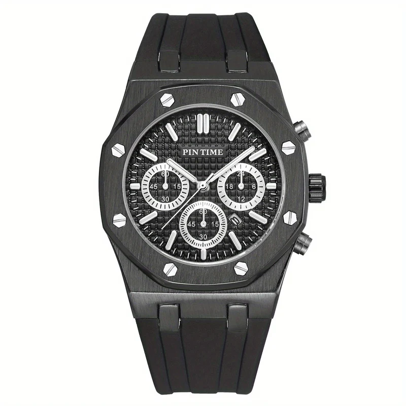 Orologio sportivo da uomo Cronografo Cinturino in silicone Orologio da polso al quarzo impermeabile alla moda da uomo