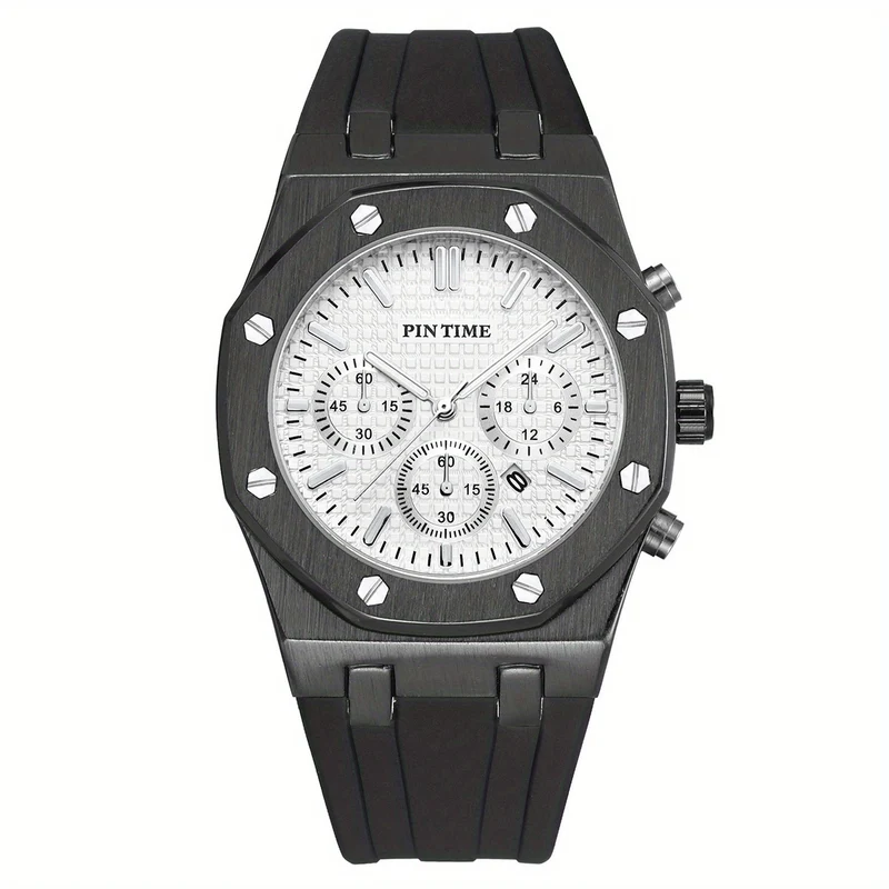 Orologio sportivo da uomo Cronografo Cinturino in silicone Orologio da polso al quarzo impermeabile alla moda da uomo