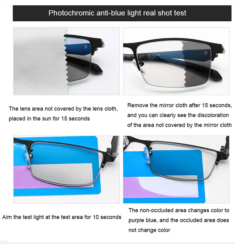 TR90 Titanio multifocale Occhiali da lettura fotocromatici progressivi bifocali anti raggi blu protezione UV Occhiali presbiopici per uomini e donne