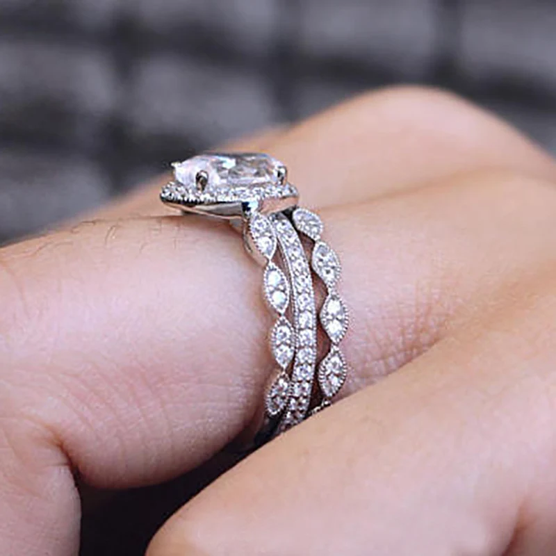 1ct Anelli Di Impilamento Di Promessa Di Moissanite 925 Anelli Di Fidanzamento / Matrimonio In Argento Sterling Decorazione Per La Festa Serale Con Certificato E Scatola Regalo