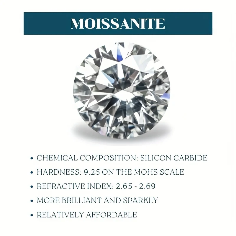 Collana Moissanite 1ct-2ct 4 griffe intarsiate Moissanite taglio rotondo Brillante collana ciondolo solitario Regali per le donne