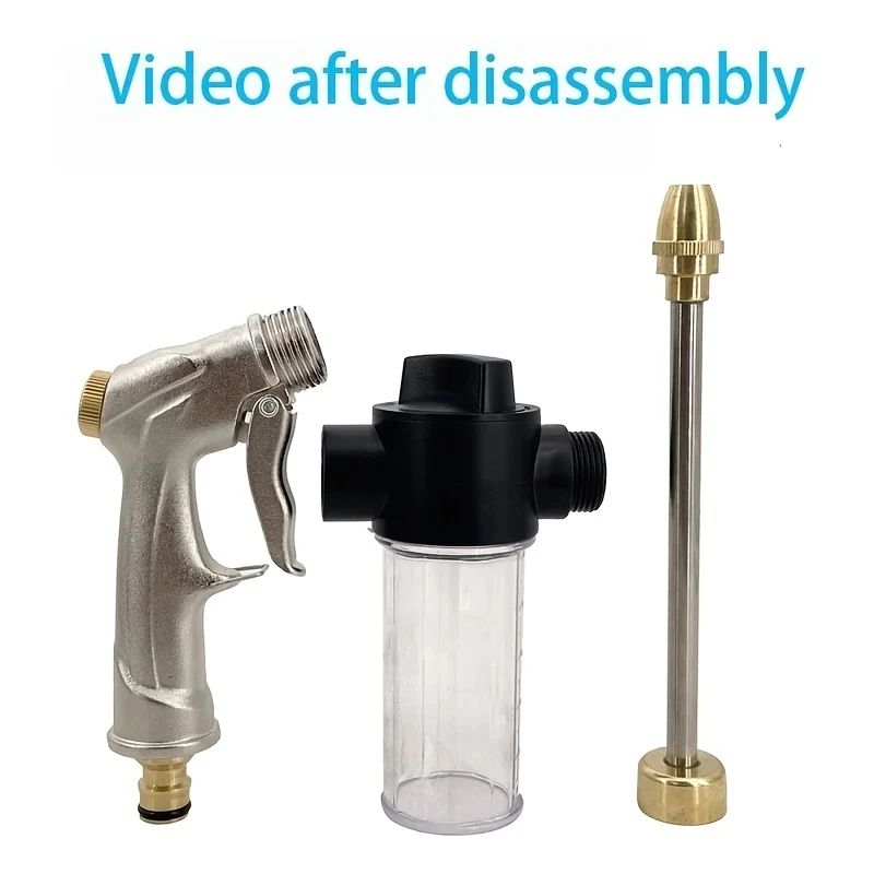 Ugello per pistola ad acqua per lavaggio auto ad alta pressione 1pc, irrigazione da giardino strumento per irrigazione rubinetto per pistola ad acqua con asta lunga in schiuma per uso domestico in auto