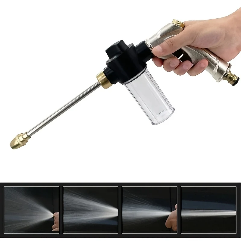 Ugello per pistola ad acqua per lavaggio auto ad alta pressione 1pc, irrigazione da giardino strumento per irrigazione rubinetto per pistola ad acqua con asta lunga in schiuma per uso domestico in auto