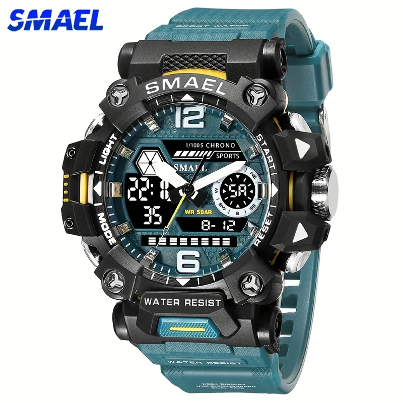 SMAEL Top Orologio da uomo Orologio da uomo al quarzo con doppio schermo Orologio da polso sportivo militare impermeabile Orologio digitale a led