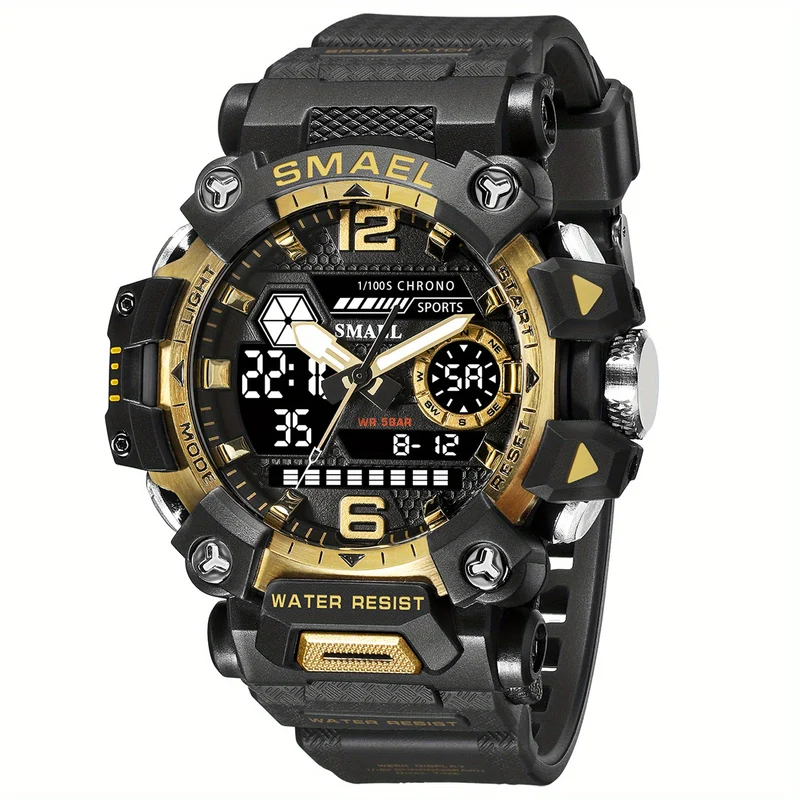 SMAEL Top Orologio da uomo Orologio da uomo al quarzo con doppio schermo Orologio da polso sportivo militare impermeabile Orologio digitale a led