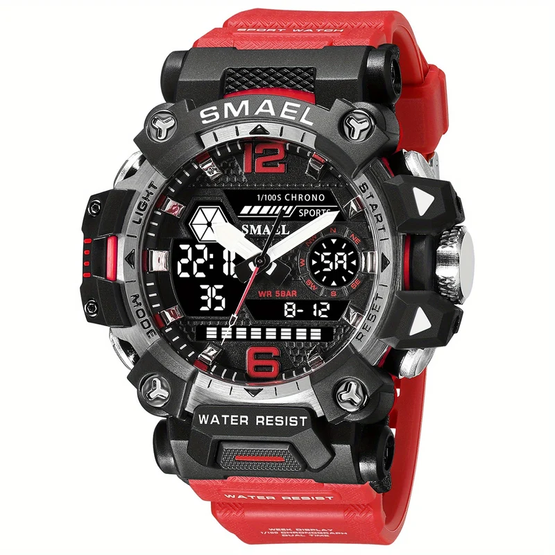 SMAEL Top Orologio da uomo Orologio da uomo al quarzo con doppio schermo Orologio da polso sportivo militare impermeabile Orologio digitale a led
