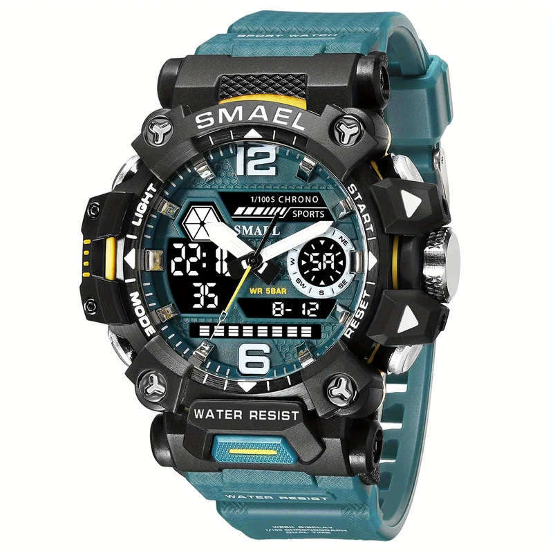 SMAEL Top Orologio da uomo Orologio da uomo al quarzo con doppio schermo Orologio da polso sportivo militare impermeabile Orologio digitale a led