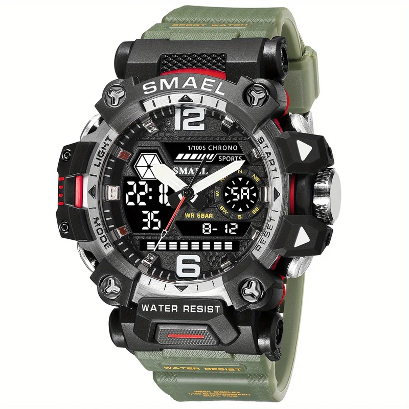 SMAEL Top Orologio da uomo Orologio da uomo al quarzo con doppio schermo Orologio da polso sportivo militare impermeabile Orologio digitale a led