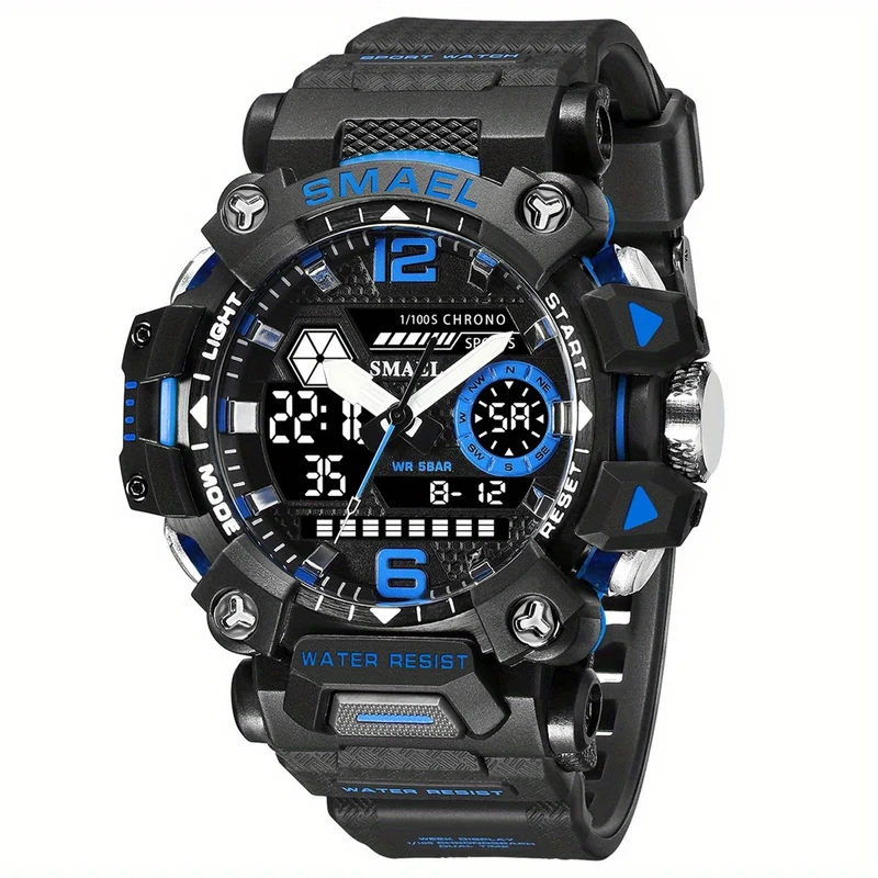 SMAEL Top Orologio da uomo Orologio da uomo al quarzo con doppio schermo Orologio da polso sportivo militare impermeabile Orologio digitale a led