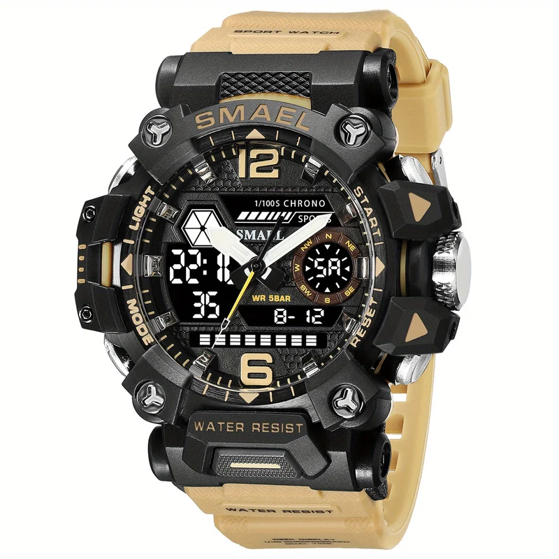 SMAEL Top Orologio da uomo Orologio da uomo al quarzo con doppio schermo Orologio da polso sportivo militare impermeabile Orologio digitale a led