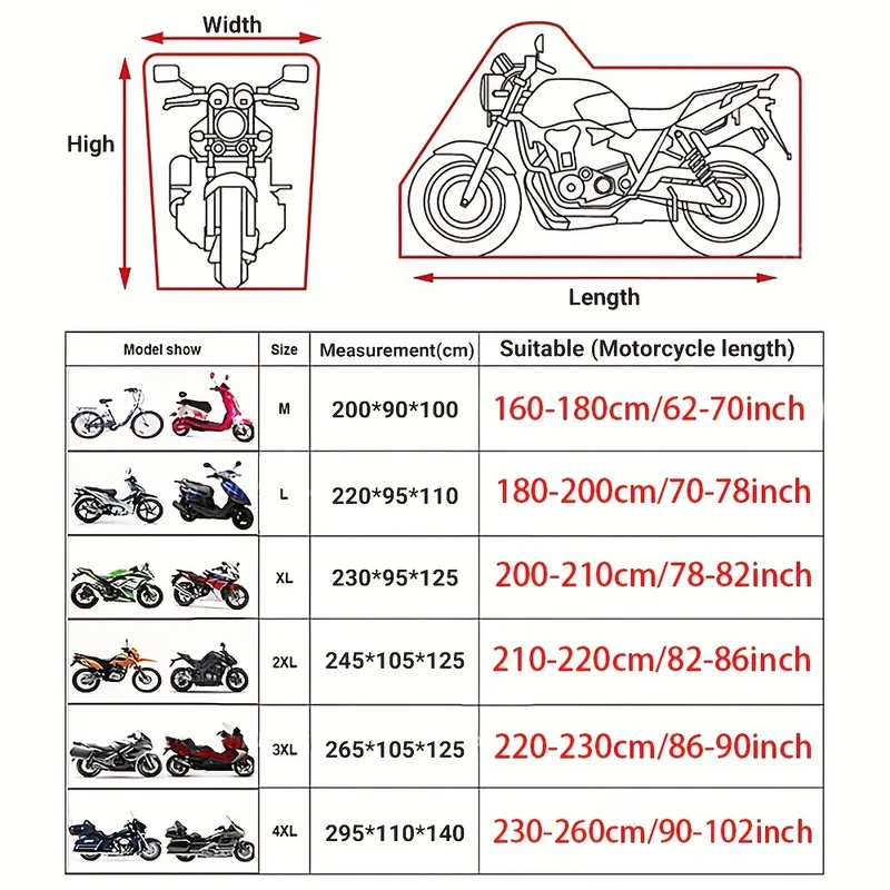 HEROBIKER Telo Coprimoto Moto Protezione Solare Antipioggia Copertura Antipioggia Antipioggia UV Per Scooter Copertura Antipolvere Antipioggia Per Bici Nera