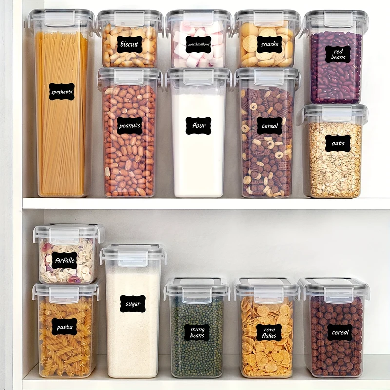 4/7 Pezzi Contenitori Per Alimenti Ermetici Con Coperchi, Contenitori Per La Conservazione In Cucina Senza BPA Per Spaghetti, Pasta, Cibo Secco, Farina E Zucchero, Con Etichetta E Pennarello