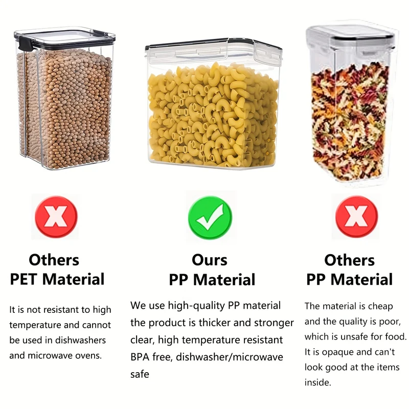 4/7 Pezzi Contenitori Per Alimenti Ermetici Con Coperchi, Contenitori Per La Conservazione In Cucina Senza BPA Per Spaghetti, Pasta, Cibo Secco, Farina E Zucchero, Con Etichetta E Pennarello