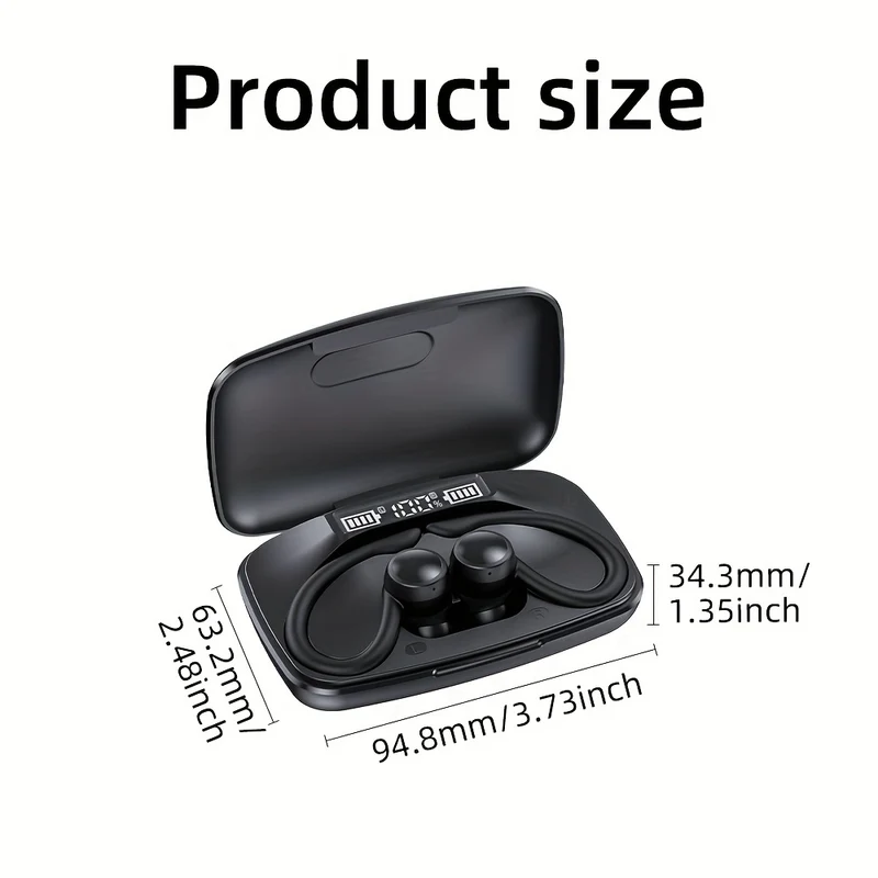 Wireless Earbuds Con Earhooks, 80 Ore Di Gioco Indietro Cuffie Sportive In-Ear HiFi Stereo Auricolari Con Mic, ENC Riduzione Del Rumore Impermeabile Cuffie Deep Bass Per Palestra Running