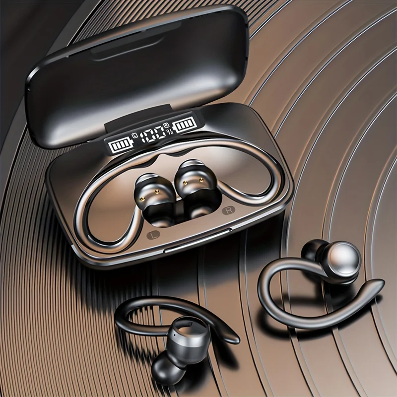 Wireless Earbuds Con Earhooks, 80 Ore Di Gioco Indietro Cuffie Sportive In-Ear HiFi Stereo Auricolari Con Mic, ENC Riduzione Del Rumore Impermeabile Cuffie Deep Bass Per Palestra Running