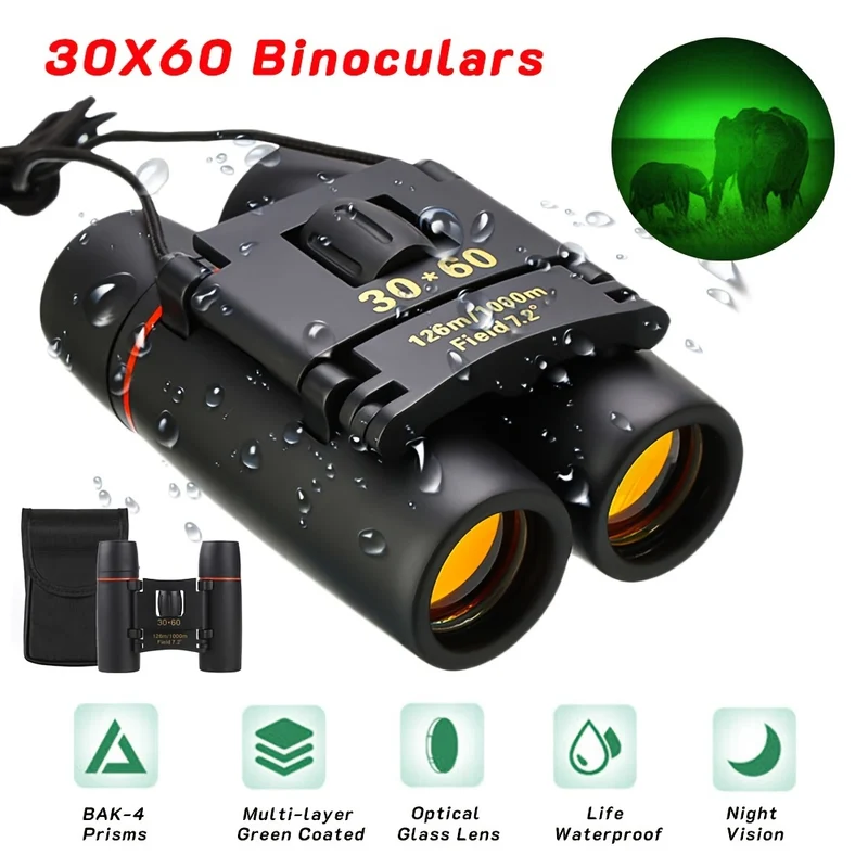 Binocolo 30x60 Per Adulti Mini Binocolo Compatto Per Adulti Osservazione Degli Uccelli Escursionismo Caccia Alla Fauna Selvatica Formato Tascabile Portatile Antiappannamento Impermeabile