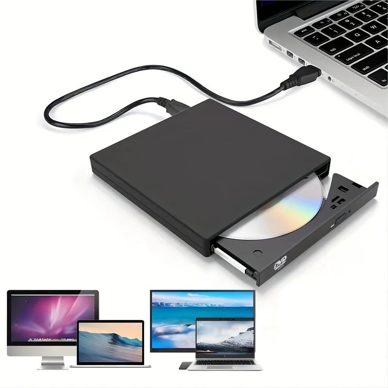 Unità CD DVD Esterna, Unità CD-RW Esterna USB 2.0 Sottile E Portatile, Masterizzatore DVD-RW, Lettore Per Laptop, Notebook, PC Desktop Computer