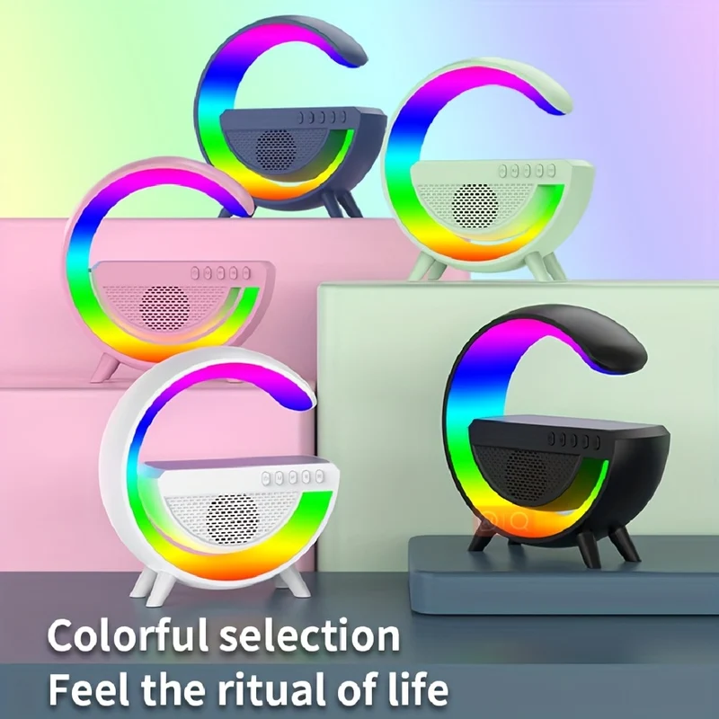 USB Big G Comodino Colorato Atmosfera Luce Audio Wireless Smartphone Multifunzione Caricabatterie Wireless Una Cosa Tre Ricarica Wireless Musica Lampada LED