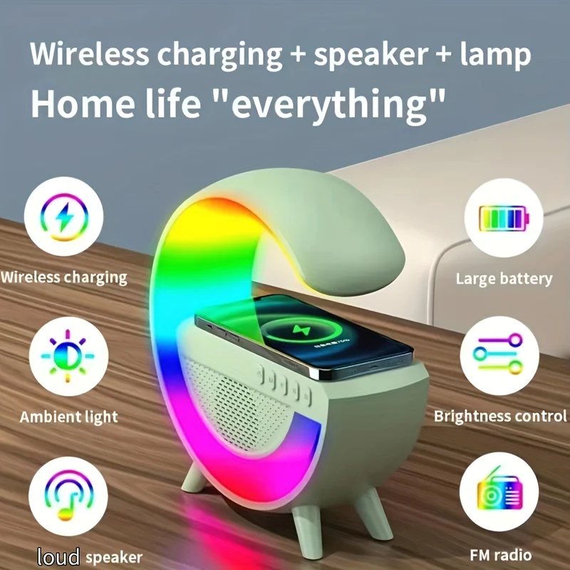 USB Big G Comodino Colorato Atmosfera Luce Audio Wireless Smartphone Multifunzione Caricabatterie Wireless Una Cosa Tre Ricarica Wireless Musica Lampada LED