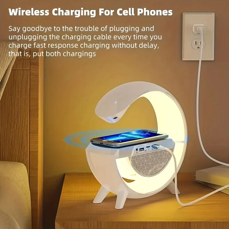 USB Big G Comodino Colorato Atmosfera Luce Audio Wireless Smartphone Multifunzione Caricabatterie Wireless Una Cosa Tre Ricarica Wireless Musica Lampada LED