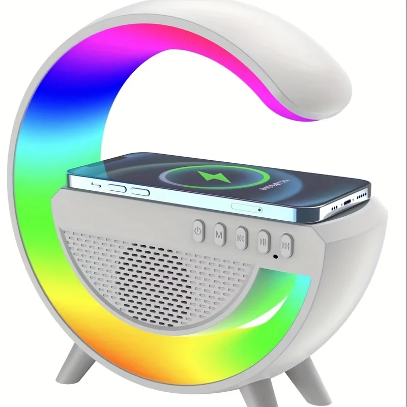 USB Big G Comodino Colorato Atmosfera Luce Audio Wireless Smartphone Multifunzione Caricabatterie Wireless Una Cosa Tre Ricarica Wireless Musica Lampada LED
