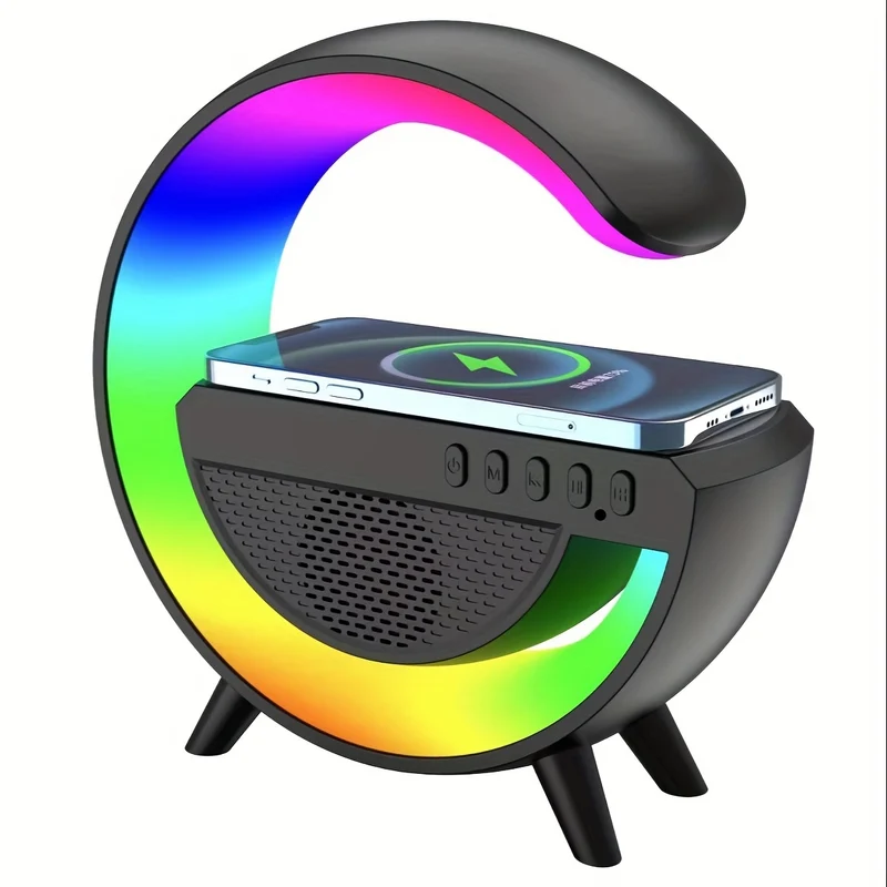 USB Big G Comodino Colorato Atmosfera Luce Audio Wireless Smartphone Multifunzione Caricabatterie Wireless Una Cosa Tre Ricarica Wireless Musica Lampada LED