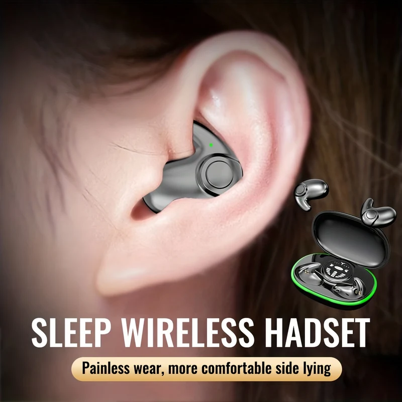 Ultra-sottile Sleep Wireless HeadsetSuper Standby Wireless Headphones, On-Ear Sports Invisible Subwoofer Headphones Per IOS IPhone Android Game Low Latency Dual MIC Noise Reduction Sleep Earbuds