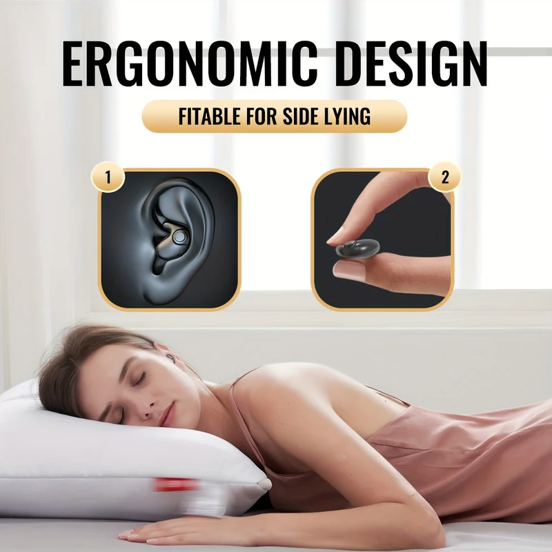 Ultra-sottile Sleep Wireless HeadsetSuper Standby Wireless Headphones, On-Ear Sports Invisible Subwoofer Headphones Per IOS IPhone Android Game Low Latency Dual MIC Noise Reduction Sleep Earbuds