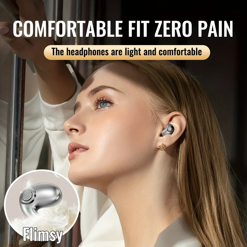 Ultra-sottile Sleep Wireless HeadsetSuper Standby Wireless Headphones, On-Ear Sports Invisible Subwoofer Headphones Per IOS IPhone Android Game Low Latency Dual MIC Noise Reduction Sleep Earbuds