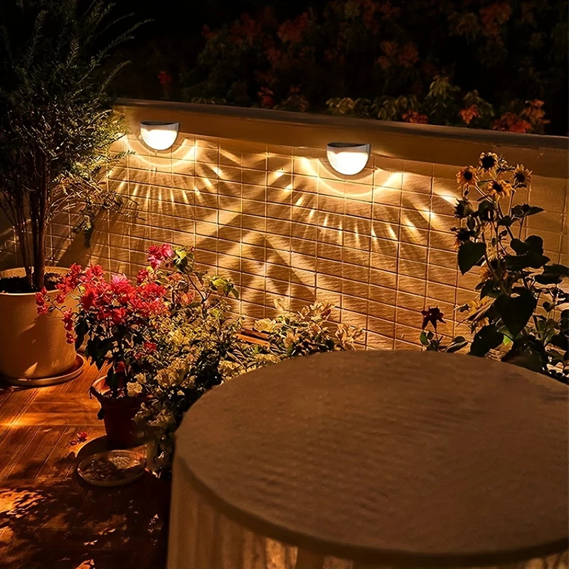 4 pacchi Luci solari da recinzione, luci solari da terrazza, luci solari da parete, alimentazione solare, montaggio a parete, per esterni, impermeabile, lampada da recinzione, illuminazione per recinzione, terrazza,