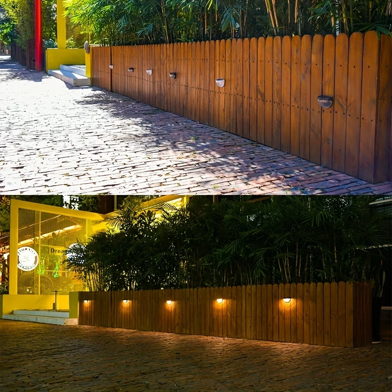 4 pacchi Luci solari da recinzione, luci solari da terrazza, luci solari da parete, alimentazione solare, montaggio a parete, per esterni, impermeabile, lampada da recinzione, illuminazione per recinzione, terrazza,