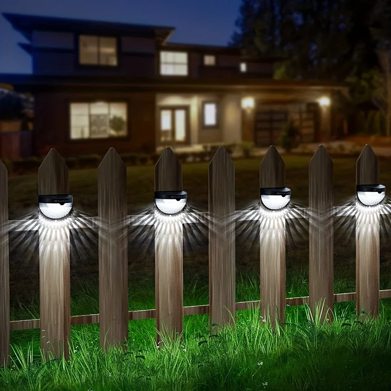 4 pacchi Luci solari da recinzione, luci solari da terrazza, luci solari da parete, alimentazione solare, montaggio a parete, per esterni, impermeabile, lampada da recinzione, illuminazione per recinzione, terrazza,