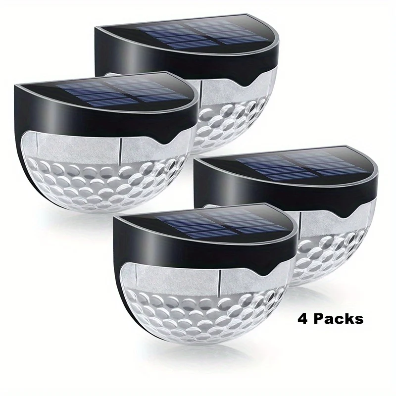 4 pacchi Luci solari da recinzione, luci solari da terrazza, luci solari da parete, alimentazione solare, montaggio a parete, per esterni, impermeabile, lampada da recinzione, illuminazione per recinzione, terrazza,