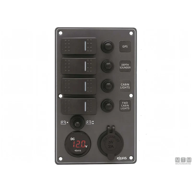 Pannello Quadro Elettrico C7 IP66 in Alluminio Nero con Interruttori Basculanti