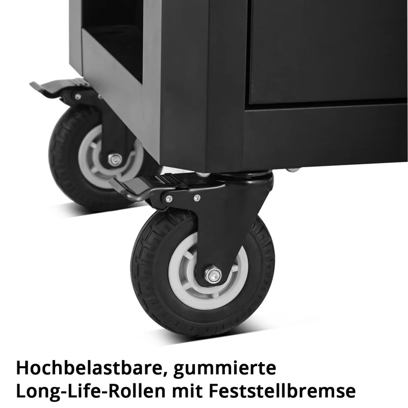 STAHLWERK Werkstattwagen SHARK bestückt mit 235 Premium-Werkzeugen aus Chrom-Vanadium abschließbarer Werkzeugwagen | Profi Montagewagen mit 7 Schubladen und gummierten Long-Life-Rollen