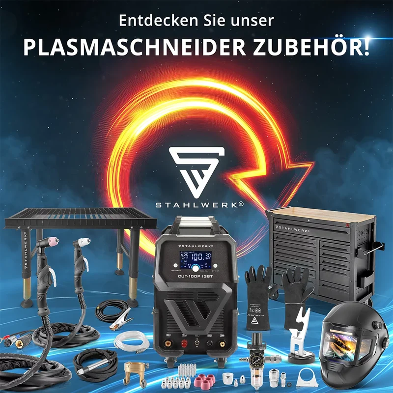 STAHLWERK Plasmaschneider CUT 50 P Digital | 50A Inverter-Plasmaschneider | Blowback-Zündung | Digitalanzeige | THC-Schnittstelle für CNC | Schneidleistung bis 20 mm | Plasma Cutter mit 2T/4T-Funktion
