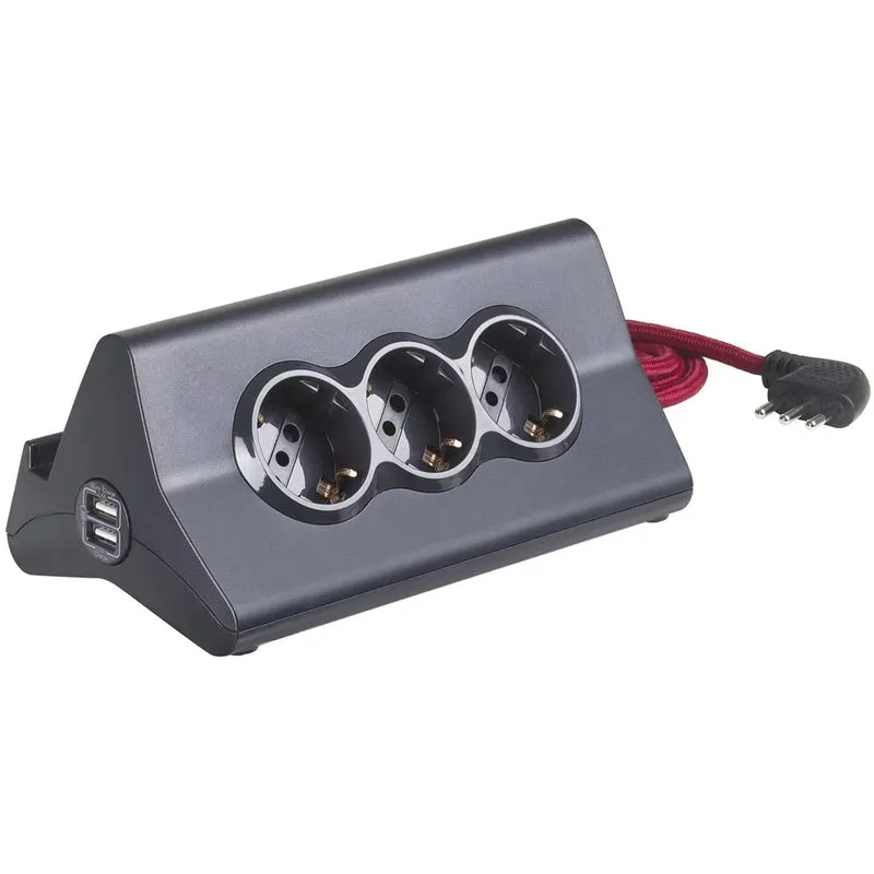 Multipresa da scrivania con 2 prese USB e 3 Prese schuko